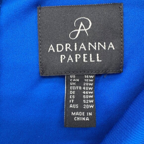 Adrianna Papell Banded Cocktail Dress Cool Cobalt Blue 3/4 Sleeve Sheath Sz 16W - Picture 7 of 14